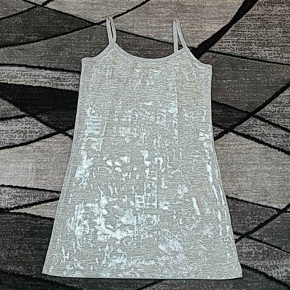 BKE SILVER SHIMMER METALLIC SHINE TANK-TOP